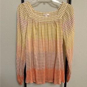 LC Lauren Conrad Checkered Gingham Blouse Size Medium